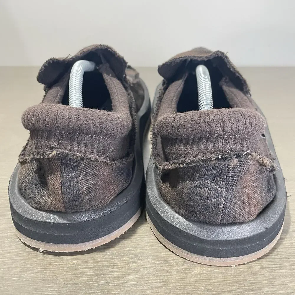 Sanuk Mens Size 14 Loafers NEW Chiba Blanket Shoes Brown Black Woven 1161270